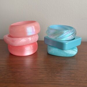 pink and blue chunky bangles, Spring / summer jewelry, lightweight